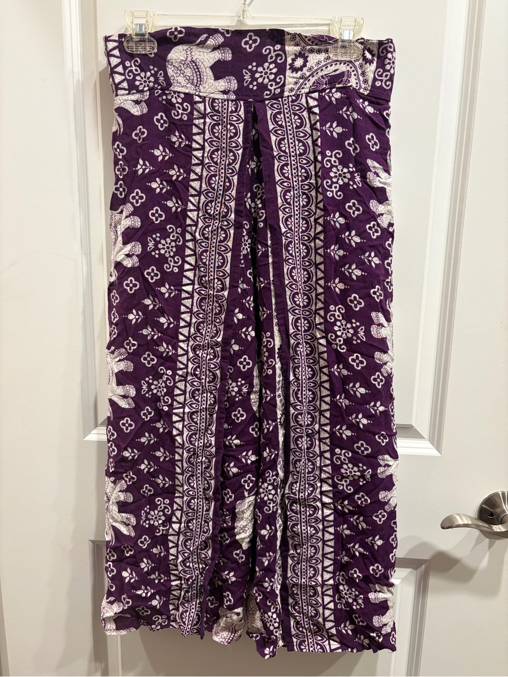 Thai Elephant Wrap Pants Rayon Purple Boho Hippie Palazzo Festival Size Small
